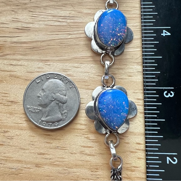 New Milky Opalite Dichroic Acrylic Silver Overlay Bracelet Size 7.5 and 8.25 - Picture 6 of 9